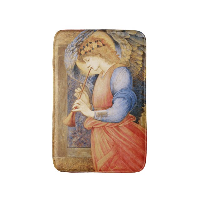 Angel Playing a Flageolet (by Edward Burne-Jones) Bath Mat (Front Vertical)