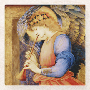 “Angel Playing a Flageolet” by Edward Burne Jones Glass Coaster