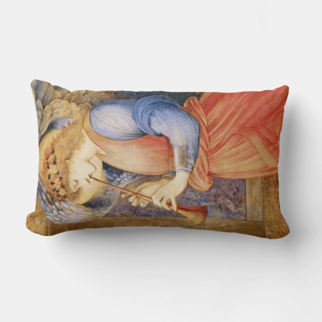 Angel Playing a Flageolet (by Edward Burne-Jones) Lumbar Cushion (Front)