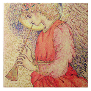 Angel Playing a Flageolet Ceramic Tile