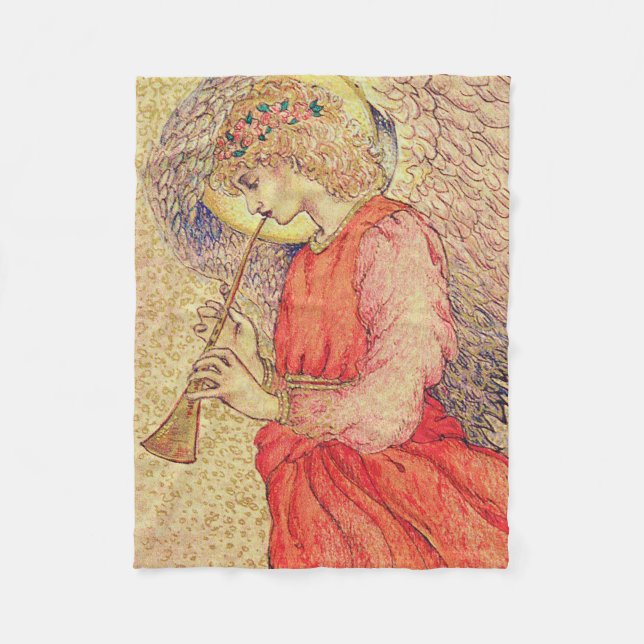 Angel Playing a Flageolet Fleece Blanket (Front)