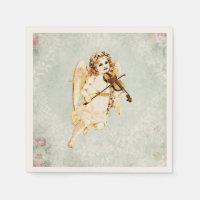 Angel Playing a Violin on a Shabby Vintage Texture