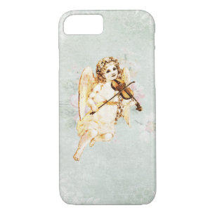 Angel Playing a Violin on Vintage Paper Background iPhone 8/7 Case