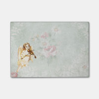 Angel Playing a Violin on Vintage Paper Background
