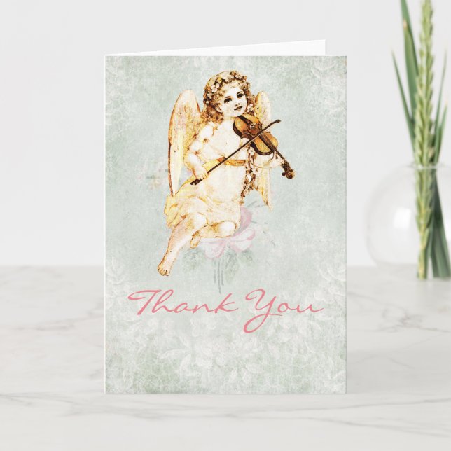 Angel Playing a Violin Thank You Card (Front)