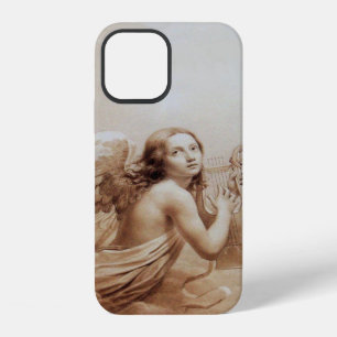 ANGEL PLAYING LYRA OVER THE CLOUDS brown iPhone Case