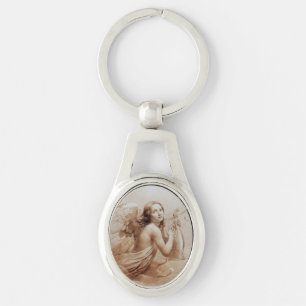 ANGEL PLAYING LYRA OVER THE CLOUDS brown Key Ring