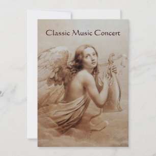ANGEL PLAYING LYRA OVER THE CLOUDS,champagne Invitation