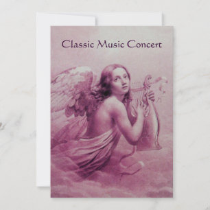 ANGEL PLAYING LYRA OVER THE CLOUDS,champagne Invitation
