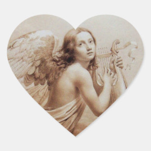 ANGEL PLAYING LYRA OVER THE CLOUDS ,heart Heart Sticker