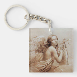 ANGEL PLAYING LYRA OVER THE CLOUDS KEY RING