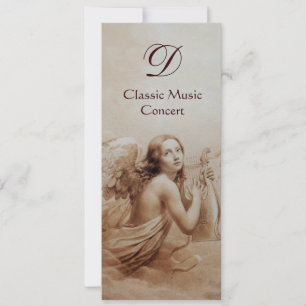 ANGEL PLAYING LYRA OVER THE CLOUDS, Monogram Invitation