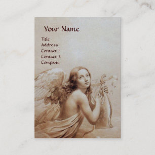 ANGEL PLAYING LYRA OVER THE CLOUDS, pearl paper Business Card
