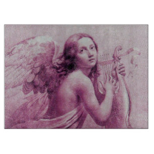 ANGEL PLAYING LYRA OVER THE CLOUDS Pink ,Fuchsia Cutting Board
