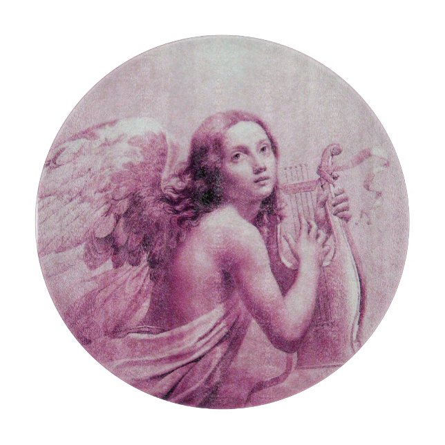 ANGEL PLAYING LYRA OVER THE CLOUDS Pink ,Fuchsia Cutting Board (Front)