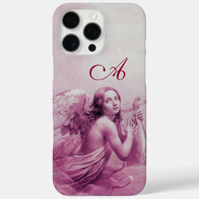 ANGEL PLAYING LYRA OVER THE CLOUDS Pink Monogram Case-Mate iPhone Case (Back)