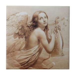 ANGEL PLAYING LYRA OVER THE CLOUDS TILE