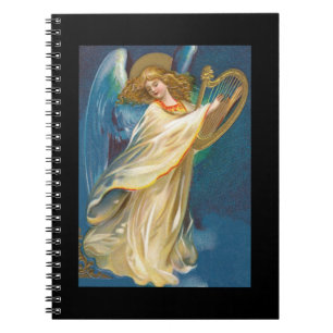 Angel Playing Music On A Harp Notebook