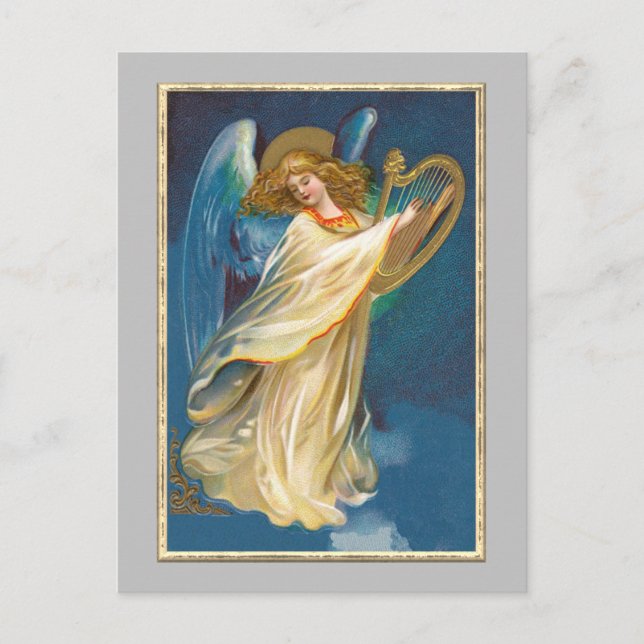 Angel Playing Music On A Harp Postcard (Front)