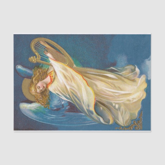 Angel Playing Music On A Harp Tissue Paper (Front)