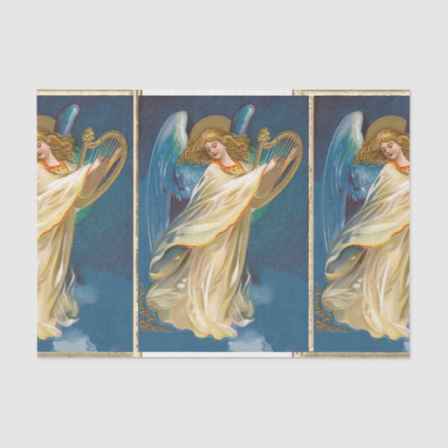 Angel Playing Music On A Harp Tissue Paper (Front)