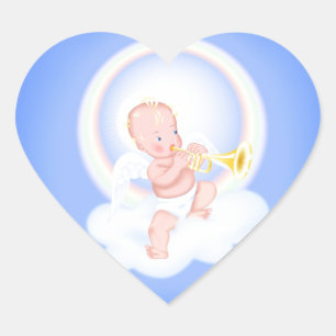 Angel Playing Trumpet Heart Sticker