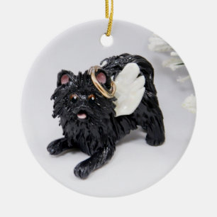 Angel Pomeranian Dog Ceramic Ornament