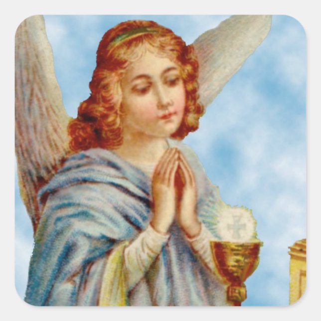 Angel Ponders First Communion Square Sticker (Front)