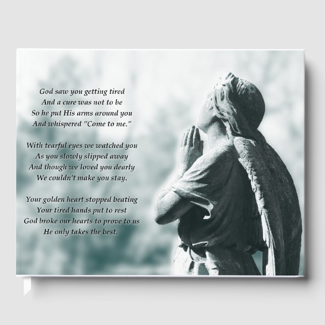 angel prayer funeral guest book (Front)