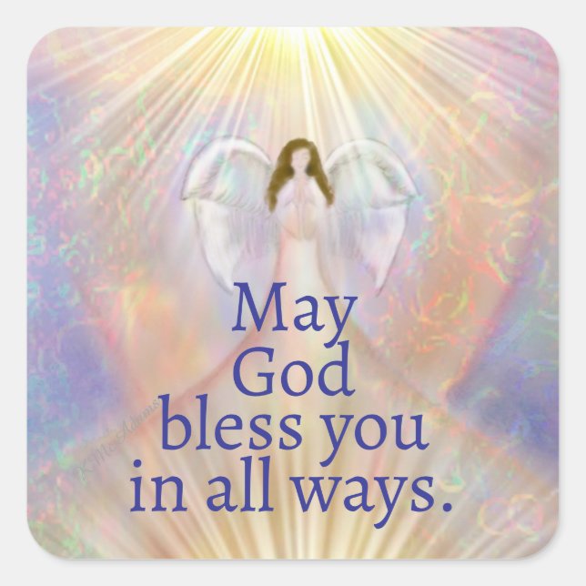 Angel Prayer May God Bless You Religious Stickers (Front)