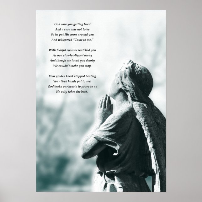 angel prayer sympathy card poster (Front)