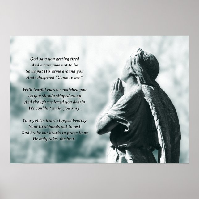 angel prayer sympathy card poster (Front)