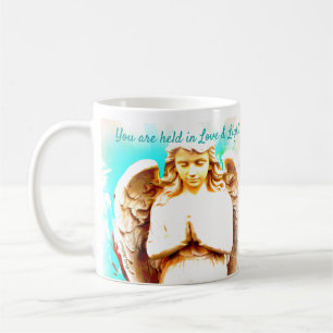 Angel Praying Aqua Blue Sky Love Light Quote Gift Coffee Mug