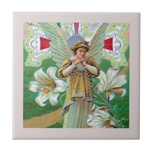Angel Praying Ceramic Tile (Front)