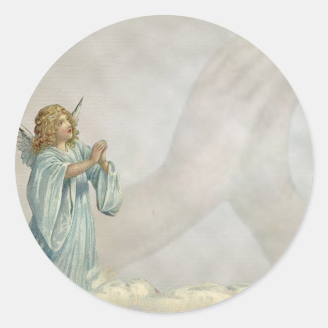 ANGEL PRAYING CLASSIC ROUND STICKER (Front)