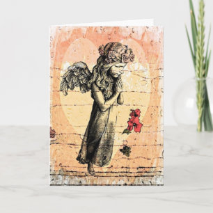 Angel Praying Greeting Card Heart Watercolor