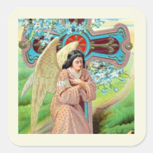 Angel Praying Square Sticker