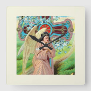 Angel Praying Square Wall Clock