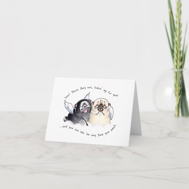 Angel Pugs sympathy or pet loss card (Front)