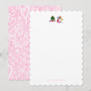 Angel Pulling Sled with paisley Note Card