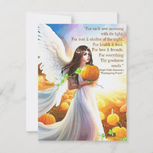 Angel Pumpkin Thanksgiving Autumn Beautiful Art Postcard
