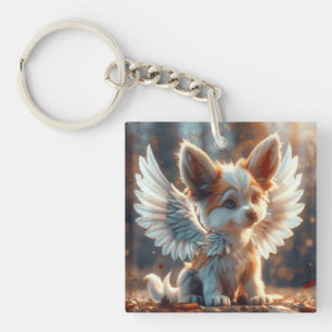 Angel Puppy Digital Art Key Ring