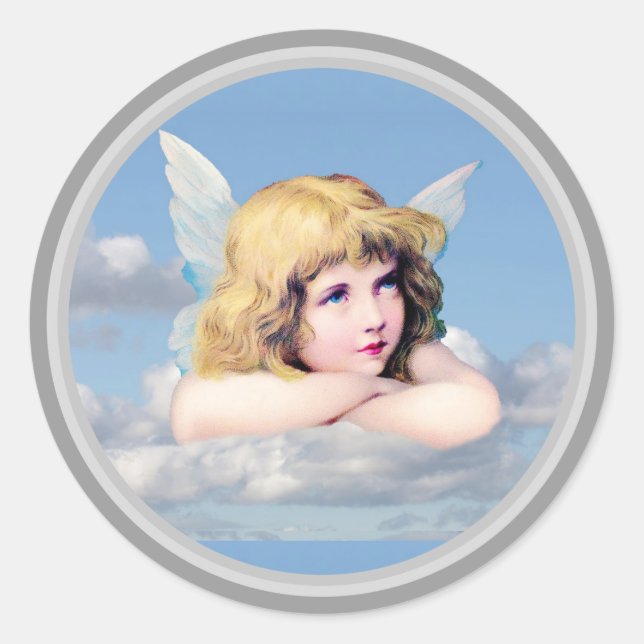 Angel Resting On A Cloud  Classic Round Sticker (Front)