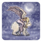 Angel riding Polar Bear Christmas Holiday Art