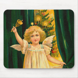 Angel ringing the bell for Christmas time Mouse Pad