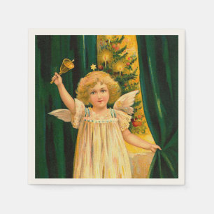 Angel ringing the bell for Christmas time Napkin