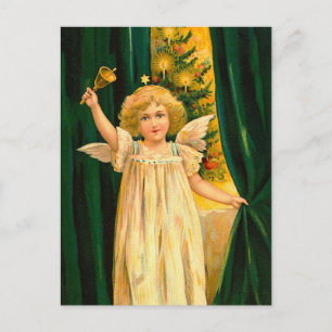 Angel ringing the bell for Christmas time Postcard