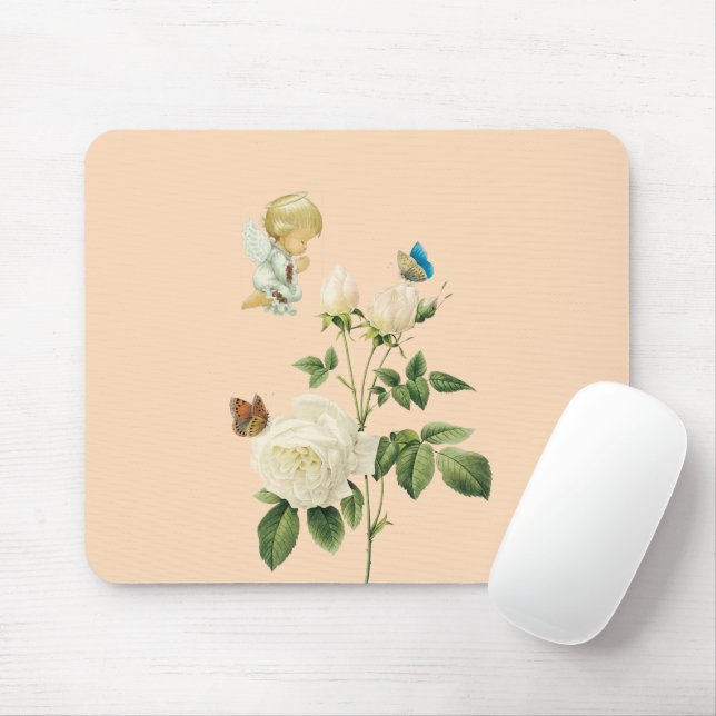 Angel Rose Beige  Mouse Pad! Mouse Pad (With Mouse)