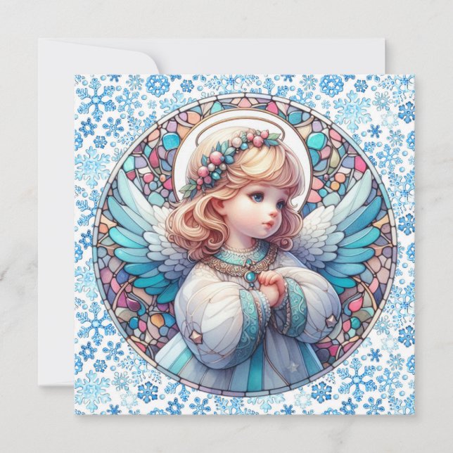 Angel Round Christmas Greeting Card (Front)