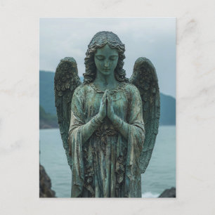 Angel Sculpture Copper and Patina Postcard